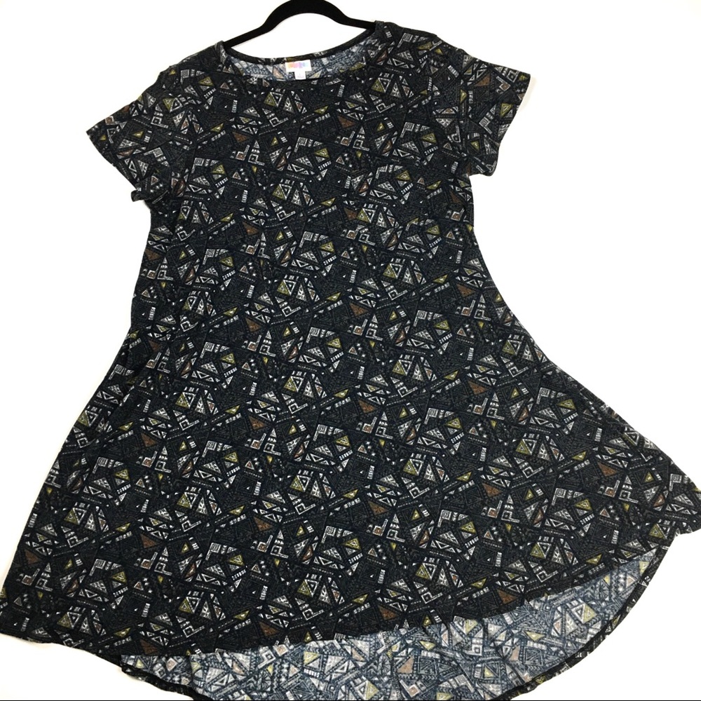 LuLaRoe Carly Dress Black Geometric Print